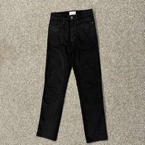 Frame Le Sylvie Slender Straight Coated Noir Denim Size 26